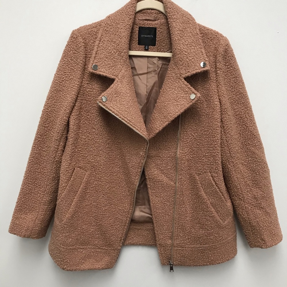 Mauve Teddy Moto Jacket